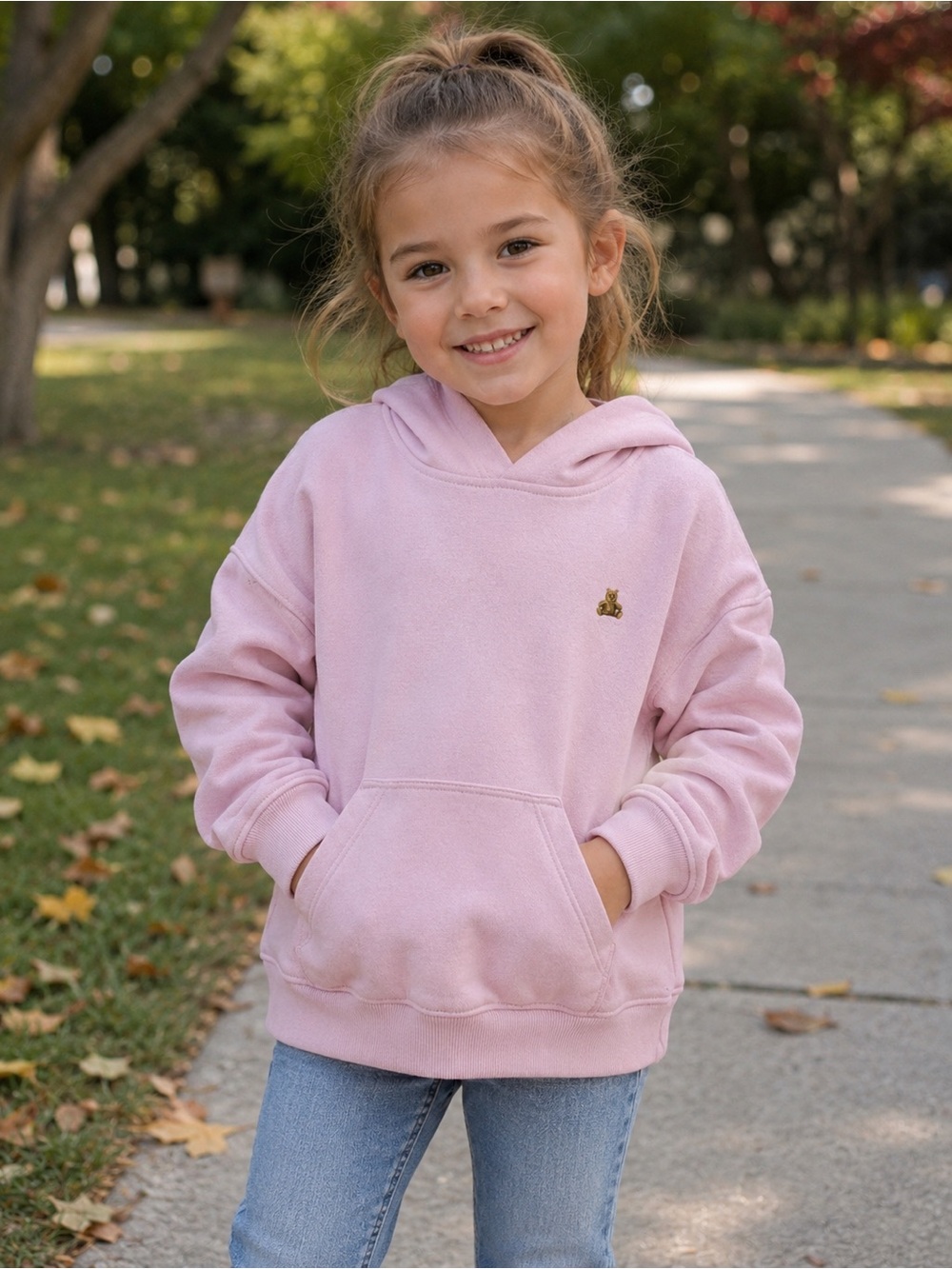 Baby GAP Girls 5Y Pink Teddy Bear Hoodie Sweatshirt Pullover Vintage Style